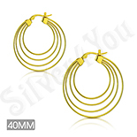 Bijuterii Inox Dama - Cercei inox aurii cu 4 cercuri/ 4 cm - ST113
