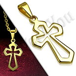 Pandantive crucifix - Cruce inox aurit medieval perforata - PK6023