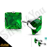 Bijuterii Inox Dama - Cercei inox cu zircon verde/4 mm - PK6056