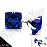 Bijuterii Inox Dama - Cercei inox cu zircon albastrru/6 mm - PK6057
