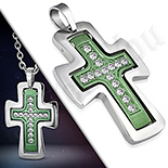 Pandantive crucifix - Cruce inox in 2 tonuri  si zirconii albe - LR373