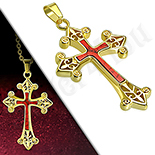 Pandantive crucifix - Cruce inox aurit floare de crin - LR408