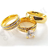 Bijuterii Inox Dama - Set inox 2 verighete si inel logodna cu zirconii - DN201