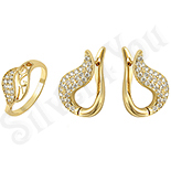 Set inel si cercei in culoarea aurului 14K - ZS612