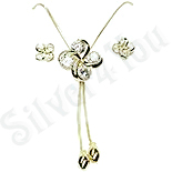 Set cercei si colier in culoarea aurului 14K zirconii albe - ZS811 Set cercei si colier in culoarea aurului 14K zirconii albe - ZS811