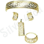 Set cercei, pandantiv, inel si bratara in culoarea aurului 14K - ZS673 Set cercei, pandantiv, inel si bratara in culoarea aurului 14K - ZS673