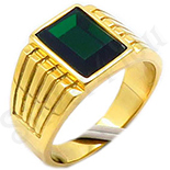 Ghiul inox aurit si piatra verde - BN112