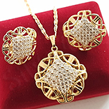 Set cercei, pandantiv si lant in culoarea aurului 14K - ZS651A Set cercei, pandantiv si lant in culoarea aurului 14K - ZS651A
