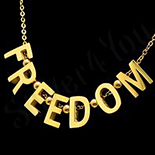 - Pandantiv "FREEDOM" cu lant inox aurit - BN659