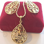 Set cercei, pandantiv si lant aurit cu aur de 14K - ZS611A Set cercei, pandantiv si lant aurit cu aur de 14K - ZS611A