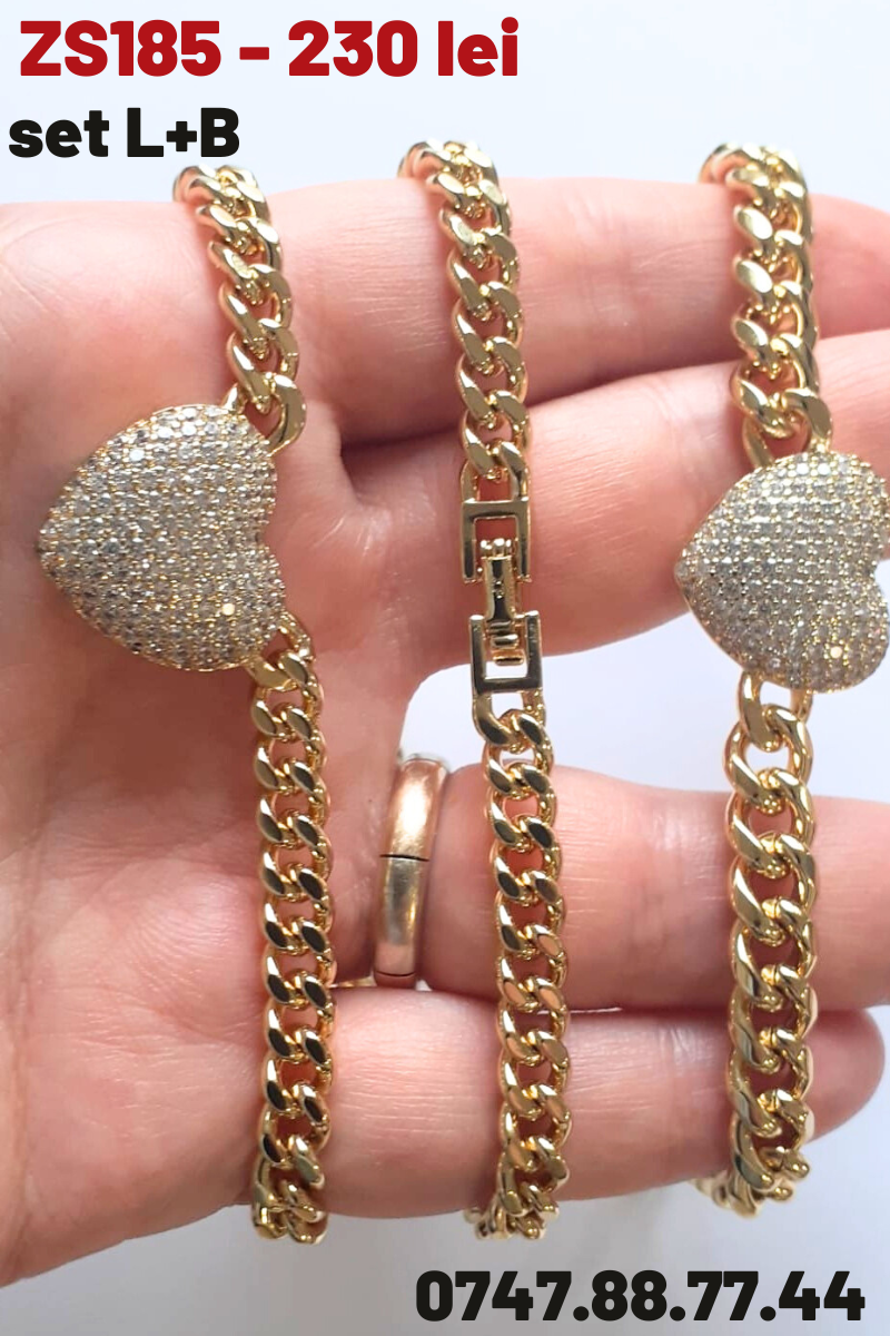- Set lant si bratara placate cu aur de 14K - ZS185