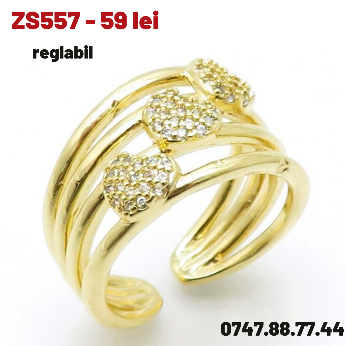 - IneL CU INIMI placat cu aur de 14K - reglabil - ZS557 A