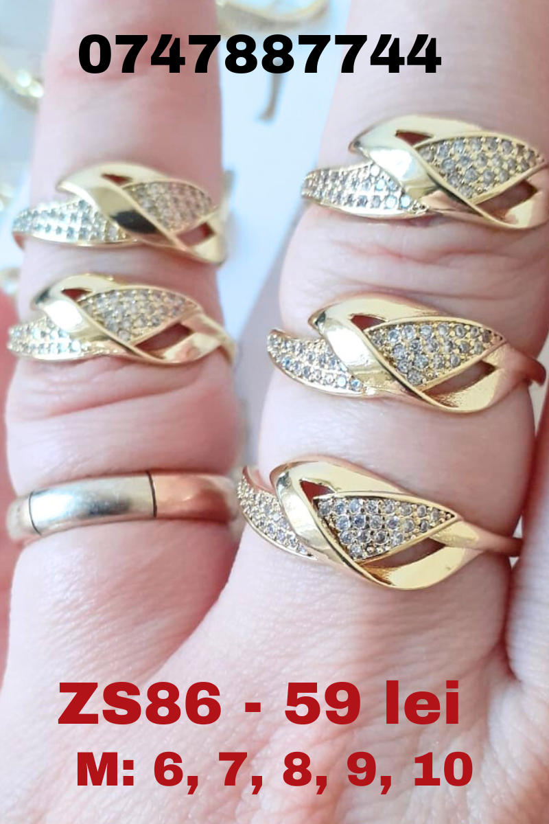 - Inel in culoarea aurului 14K zirconii albe - reglabil - ZS1000