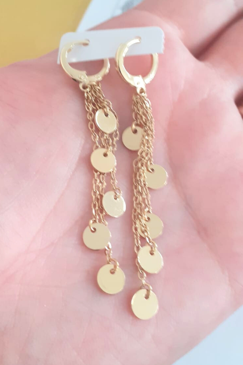 - Cercei in culoarea aurului 14K - 7 cm - D2600